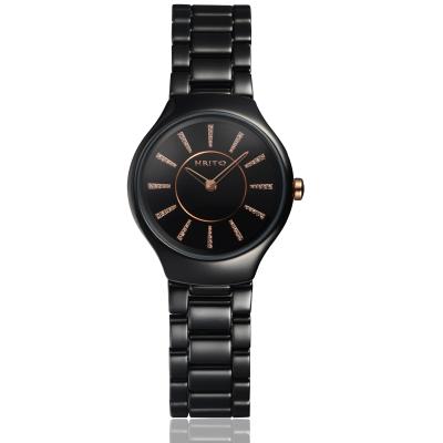HRITO Women's Crystal Watch - Black