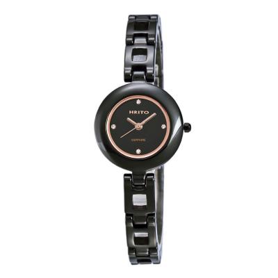 HRITO Women's Sapphire Crystal Silver Casual Watch-Black