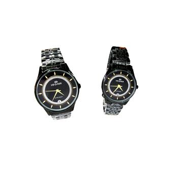 Hegner Couple Watch Jam Tangan Pasangan - Hitam - Strap Stainless Steel - 1222BLGD  