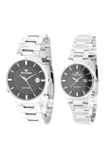 Hegner Couple Watch Jam Tangan Pasangan - Silver - Strap Stainless Steel -1209SSBL  