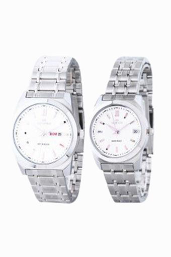 Hegner Couple Watch Jam Tangan Pasangan - Silver - Strap Stainless Steel - 1263SSWH  
