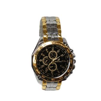 Hequ Mens Steel Band with Three Decorative Sub-Dials Quartz Wrist Watch Wristwatches (Black) (Intl)  