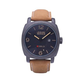 Hot Sale CURREN 8158 Analog Men's Leather Strap Sports Watches Hours Quartz Wristwatch (Black Shell Black Surface)  