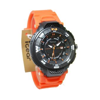 Igear Dual Time Jam Tangan Pria - Orange Hitam - Rubber Strap - IG410Oh  