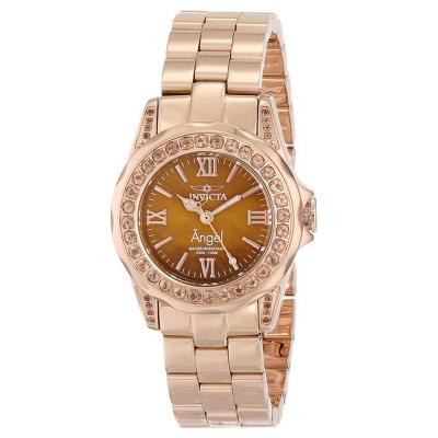 Invicta Angel Lady 30.5mm Case Rose Gold Stainless Steel Strap Brown Dial Quartz Watch 15051 - Rose Gold