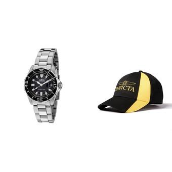 Invicta Pro Diver Lady 30mm Case Silver Stainless Steel Strap Black Dial Quartz Watch 2959 & Baseball Cap Hat - Intl  