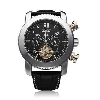 JARAGAR Men Automatic Mechanical Leather Calendar Flywheel Watch (Intl)  