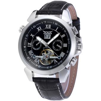 JARGAR Forsining Automatic Dress Watch with Black Leather Strap Gift Box JAG057M3S3 (Black) (Intl)  