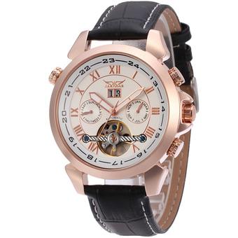 JARGAR Forsining Automatic Dress Watch with Black Leather Strap Gift Box JAG057M3R1 (White) (Intl)  