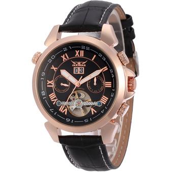 JARGAR Forsining Automatic Dress Watch with Black Leather Strap Gift Box JAG057M3R2 (Black) (Intl)  