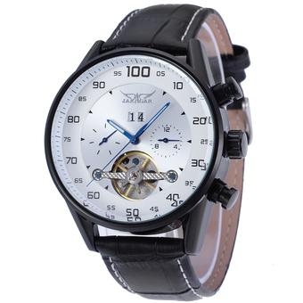 Jargar Automatic Dress Watch with Black Leather Strap Gift Box JAG16556M3B1 (White) (Intl)  