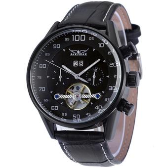 Jargar Automatic Men Dress Watch with Black Leather Strap Gift Box JAG16556M3B2 (Black) (Intl)  