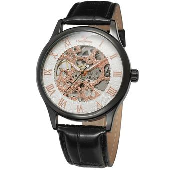 Jargar Forsining Automatic Dress Watch with Black Leather Strap Gift Box JAG057M3B1 (White) (Intl)  