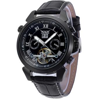 Jargar Forsining Automatic Dress Watch with Black Leather Strap Gift Box JAG057M3B2 (Black) - Intl  