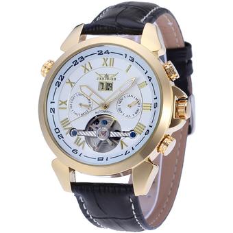 Jargar Forsining Automatic Dress Watch with Black Leather Strap Gift Box JAG057M3G1 (White) - Intl  