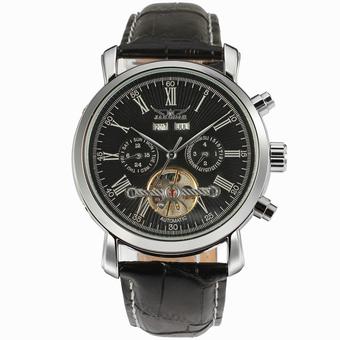 Jargar Men Mechanical Dress Watch Tourbillon Automatic Wristwatch Black Leather Strap Gift Box JAG540M3S1 (Black) (Intl)  