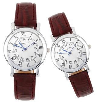 Jo.In Fashion Elegant Leather Ladies Mens Stainless Steel Quartz Sport Wrist Watch (Brown)  