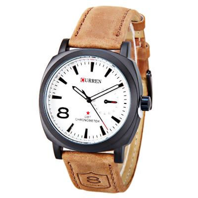 KamVio Curren 8139 Stylish Quartz Men’s Matte Leather Strap Military Sports Wrist Watch Waterproof - Brown