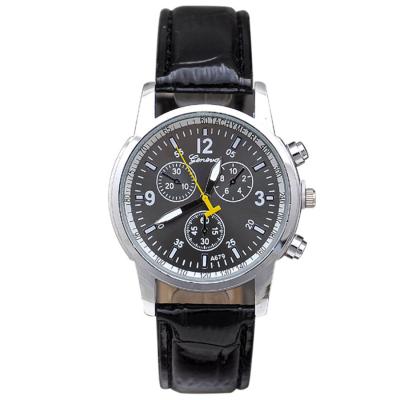 KamVio Geneva Men's Analog Quartz PU Leather Band Wrist Watch with Three Sub-dials - Black