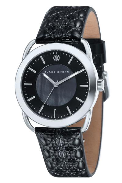 Klaus Kobec Evelyn Women Black Embross Pattern Leather Watch KK-10011-01 - Black