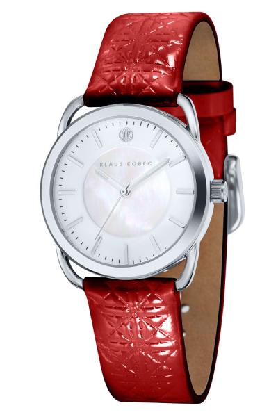 Klaus Kobec Evelyn Women Red Embross Pattern Leather Watch KK-10010-02 - Red