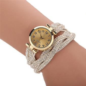 Korean Fashion Rhinestone Colorful Strap Twist Lady's Charm Bracelets Watch LC342 White  
