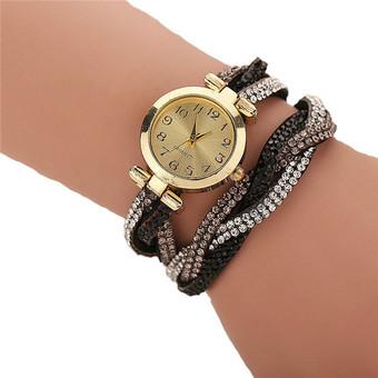 Korean Fashion Rhinestone Colorful Strap Twist Lady's Charm Bracelets Watch LC338 Brown  