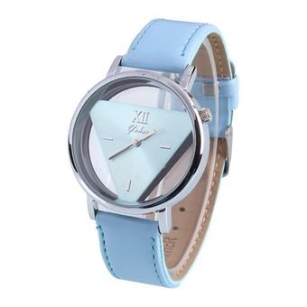Korean Style Simple Design Vintage Triangle Pattern Personality Hollow Trendy Wrist Watches For Students Couples(Blue) (Intl)  