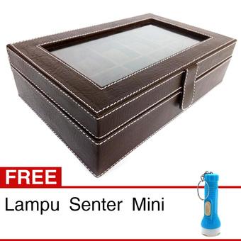 Kualitas Super Kotak Box Jam Tangan Isi 10 - Coklat + Gratis Senter Mini  