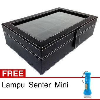 Kualitas Super Kotak Box Jam Tangan Isi 10 - Hitam + Gratis Senter Mini  