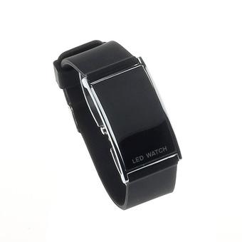 LED Alarm Date Digital Women Men Sports Rubber Bracelet Wrist Watch Black  