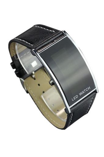 LED Date Digital Women Men Sports Leather Bracelet Wrist Watch Black Jam Tangan  