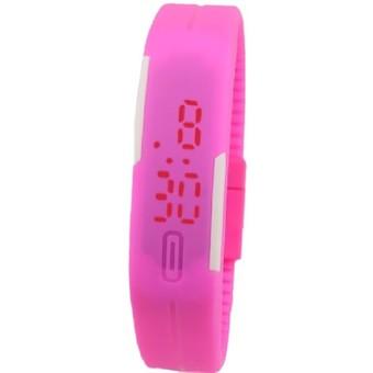 LED Digital Sports Watch Fashion Casual Waterproof Watch Dual Time silicone Wristwatch Relogio Masculino rose Red (Intl)  