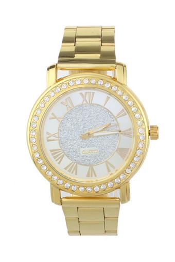 Lady Luxury Glitter Crystal Gold Watch Jam Tangan  