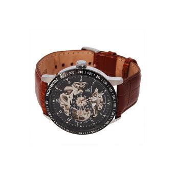 Leather Band Self-Winding Mechanical Wrist Watch  
