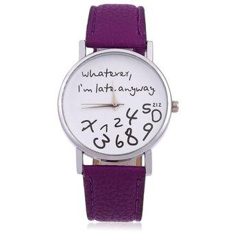 Leather Men Women Watches Fresh New Style Woman Wristwatch (Purple) - Intl  