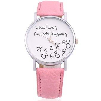 Leather Men Women Watches Fresh New Style Woman Wristwatch (Pink) - Intl  