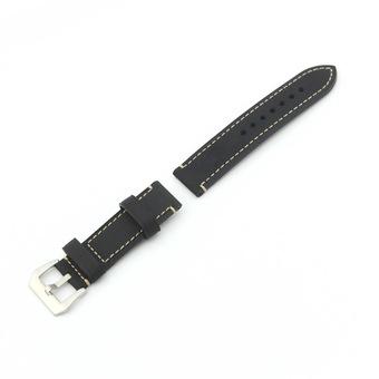 Leather Watch Band Strap Replacement Watch Belt 24mm for Man or Woman (Black)  