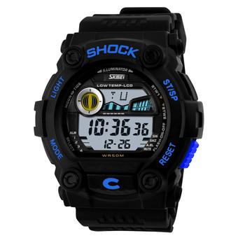 Light Military Waterproof Digital Sport Watches For Men Led Watch Sport Silicon Multifunction Analog Shock Watch Water Resistant 50 M Blue (Intl)  