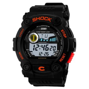 Light Military Waterproof Digital Sport Watches For Men Led Watch Sport Silicon Multifunction Analog Shock Watch Water Resistant 50 M Orange (Intl)  