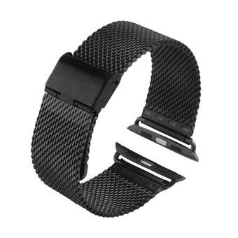 Luxury 42mm Milanese Loop Stainless Band Wrist Watch strap for apple watch (Black) (Intl)  