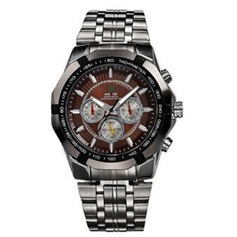 Luxury Brand WEIDE Military Watches Men Full stainless steel Watch Luminous analog Quartz 30m Waterproof Retro Winner Gift Clock Brown (Intl)  