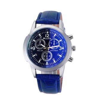 Luxury Fashion Crocodile Faux Leather Mens Analog Watch Watches (Blue)  