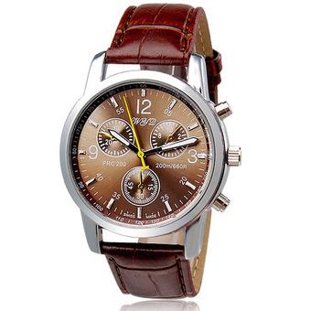 Luxury Fashion Crocodile Faux Leather Mens Analog Watch Watches Brown  