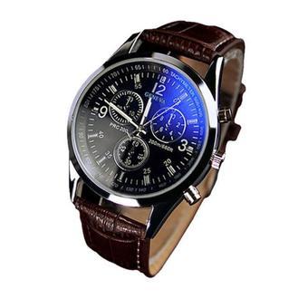 Luxury Fashion Faux Leather Mens Analog Watch Watches Coffee- Intl  