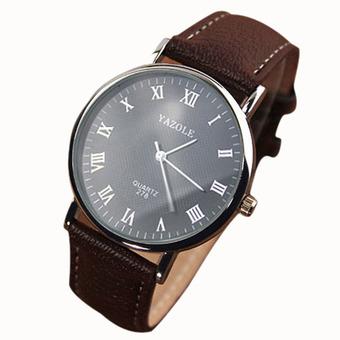 Luxury Fashion Faux Leather Mens Quartz Analog Watch Watches Brown (Intl)  