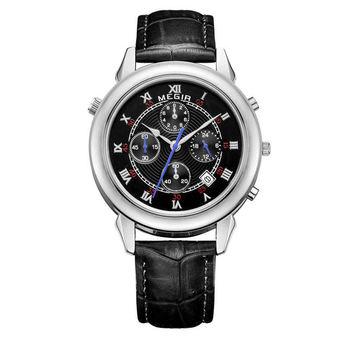 MEGIR 2013 Men Double Sided Display Chronograph Leather Quartz Watch (Intl)  