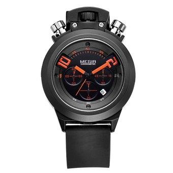 MEGIR 2511 30M Water Resistance Quartz Watch Date Function Silicone Band for Men-Black (Intl)  
