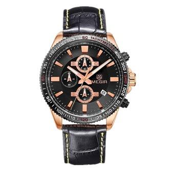 MEGIR 3001 Men Calendar Chronograph Leather Quartz Watch  