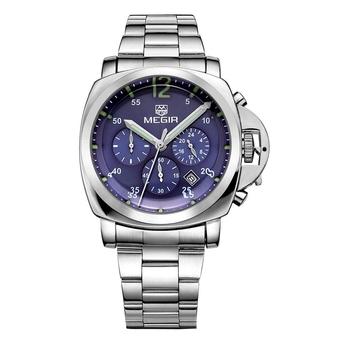 MEGIR 3006 30M Water Resistant Male Quartz Watch Silver and blue (Intl)  